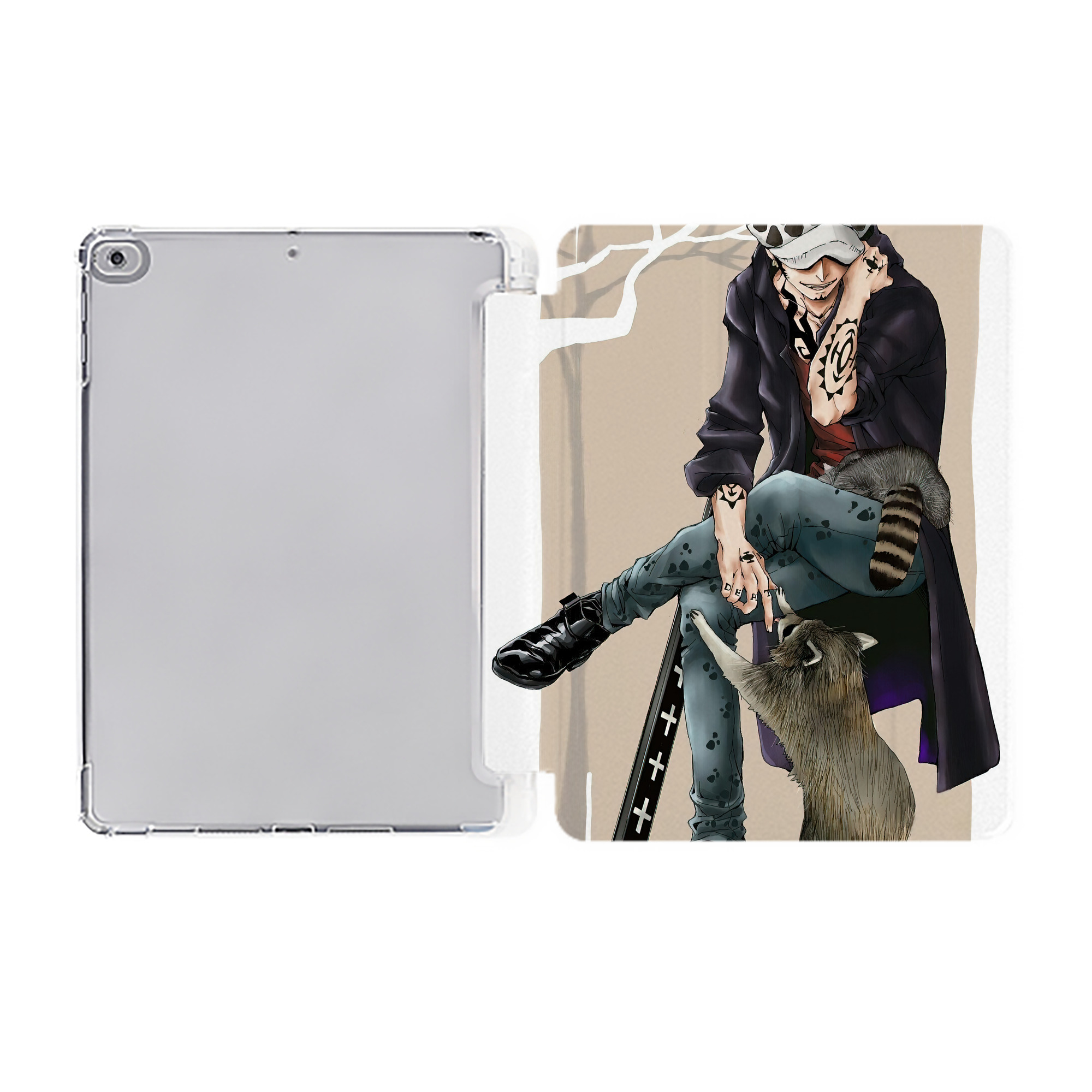 （画像用） ワンピース ONE PIECE IPad ケース ペン収納付き 三つ折りスタンド PUレザー×シリコン 対応機種9.5/10.5/10.9インチ